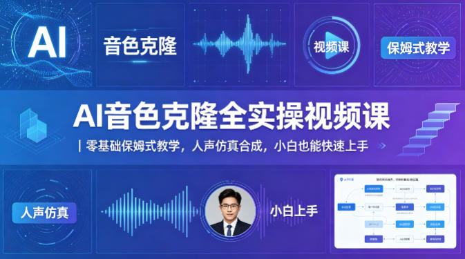 AI音色克隆全实操视频课｜零基础保姆式教学，人声仿真合成，小白也能快速上手-瀚洪创业网