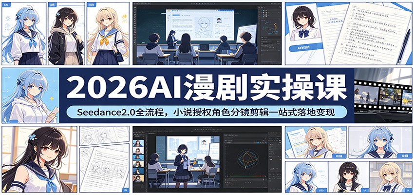 2026AI漫剧实操课：Seedance2.0全流程，小说授权角色分镜剪辑一站式落地变现-瀚洪创业网