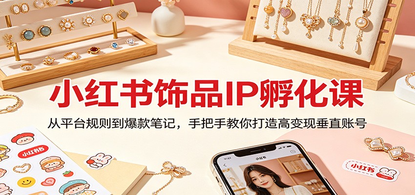 小红书饰品IP孵化课：从平台规则到爆款笔记，手把手教你打造高变现垂直账号-瀚洪创业网