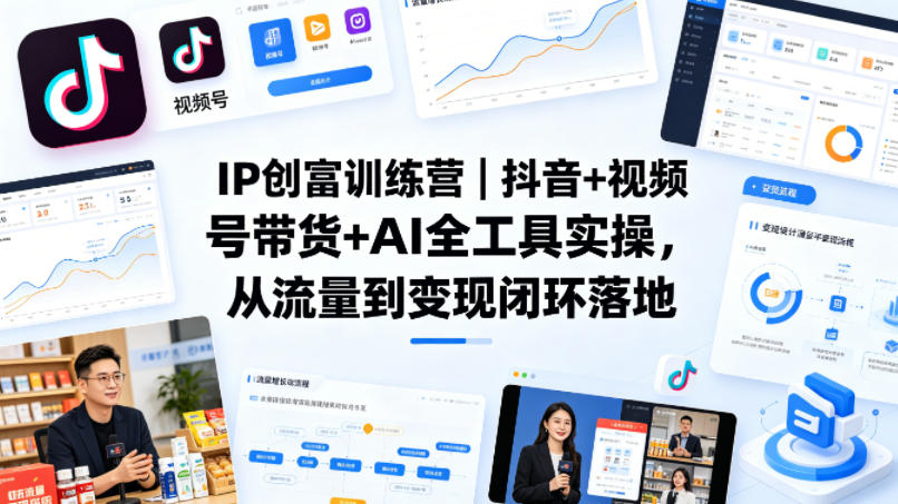 IP创富训练营｜抖音+视频号带货+AI全工具实操，从流量到变现闭环落地-瀚洪创业网