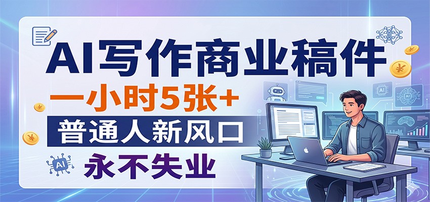 AI写作商业稿件，一小时5张+，普通人新风口，永不失业-瀚洪创业网