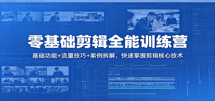 零基础剪辑全能训练营：基础功能+流量技巧+案例拆解，快速掌握剪辑核心技术-瀚洪创业网