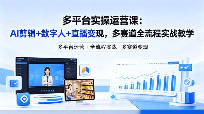 某团队多平台实操运营课-更新26年4月20：AI剪辑+数字人+直播变现，多赛道全流程实战教学-瀚洪创业网