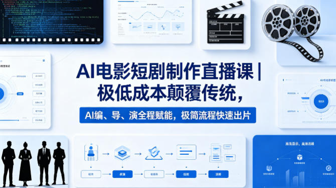 AI电影短剧制作直播课｜极低成本颠覆传统，AI编、导、演全程赋能，极简流程快速出片-瀚洪创业网
