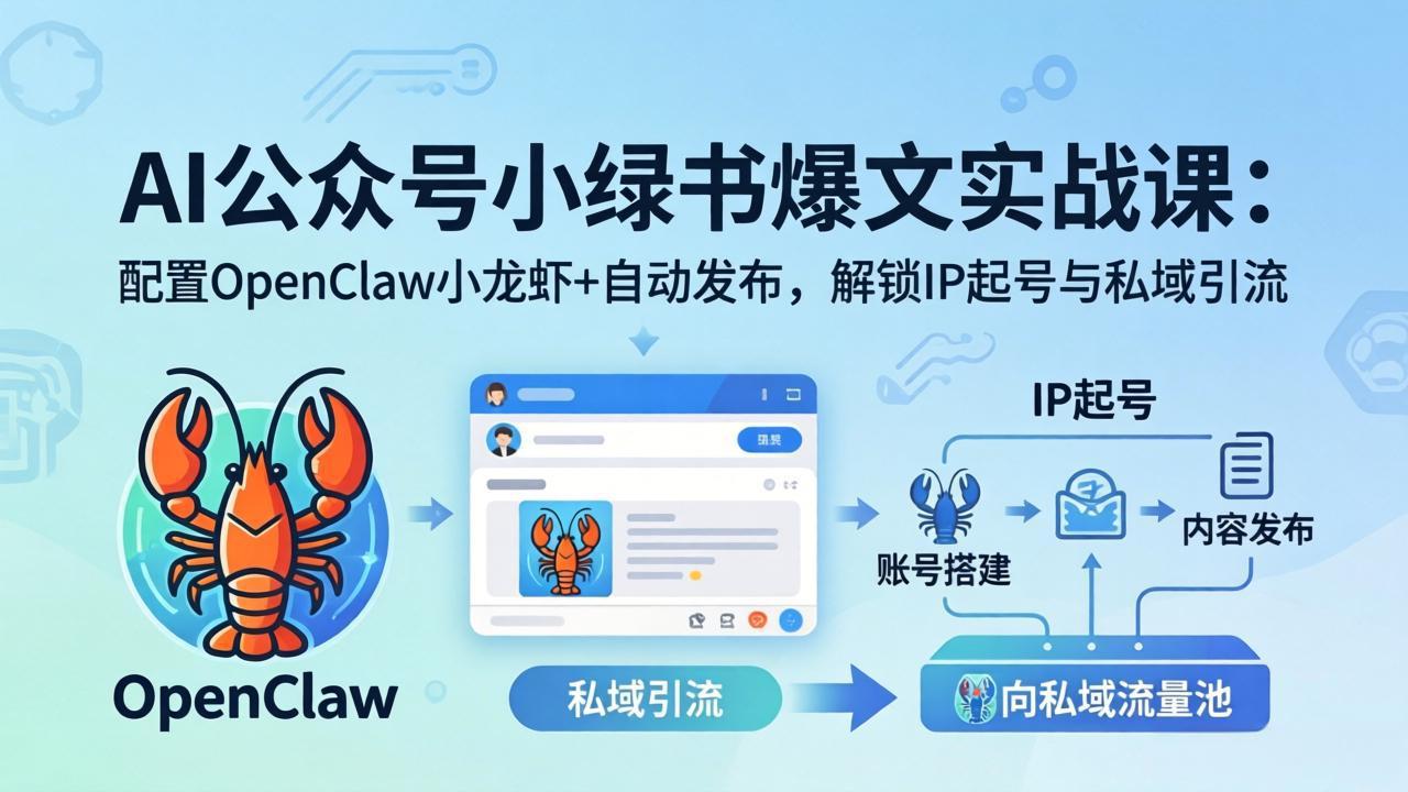 AI公众号小绿书变现实战课：小绿书爆文写作+OpenClaw自动发布，解锁IP起号与私域引流-瀚洪创业网