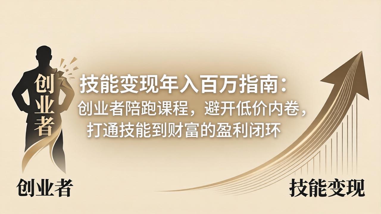 技能变现年入百万指南：创业者陪跑课程，避开低价内卷，打通技能到财富的盈利闭环-瀚洪创业网
