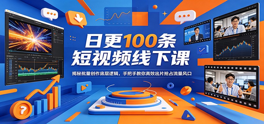 日更100条短视频线下课：揭秘批量创作底层逻辑，手把手教你高效出片抢占流量风口-瀚洪创业网