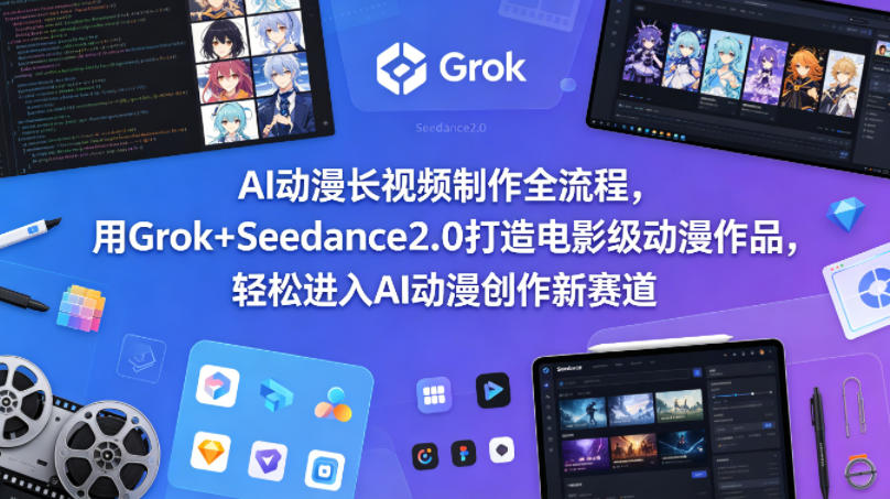 AI动漫长视频制作全流程，用Grok+Seedance2.0打造电影级动漫作品，轻松进入AI动漫创作新赛道-瀚洪创业网
