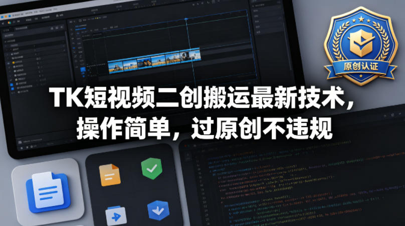 TK短视频二创搬运最新技术，操作简单，过原创不违规-瀚洪创业网