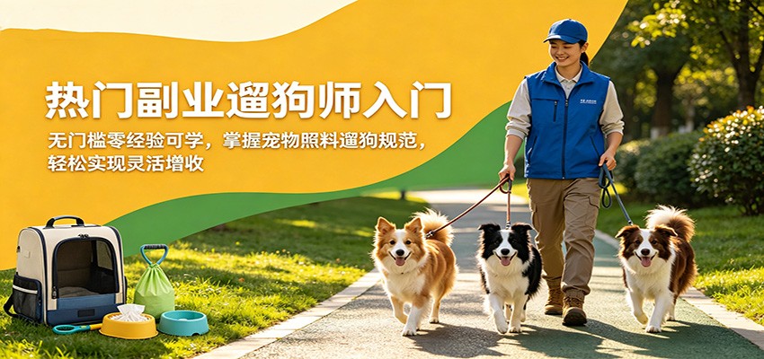 热门副业遛狗师入门，无门槛零经验可学，掌握宠物照料遛狗规范，轻松实现灵活增收-瀚洪创业网