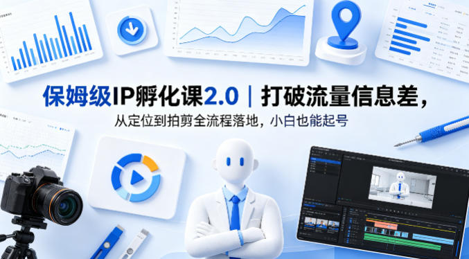 保姆级IP孵化课2.0｜打破流量信息差，从定位到拍剪全流程落地，小白也能起号-瀚洪创业网