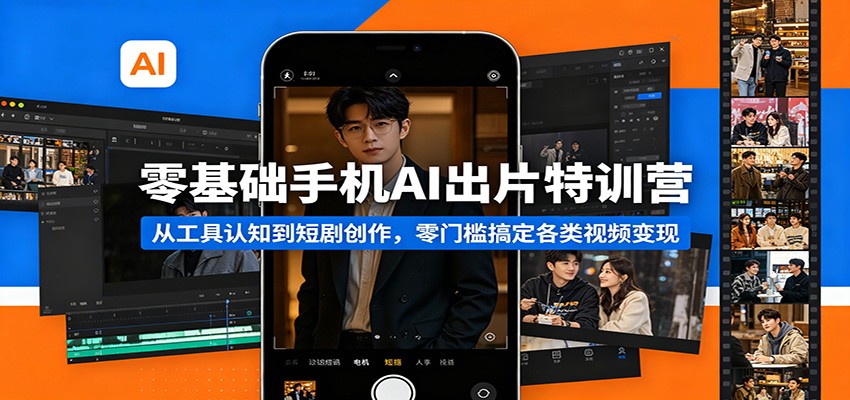 零基础手机AI出片特训营：从工具认知到短剧创作，零门槛搞定各类视频变现-瀚洪创业网