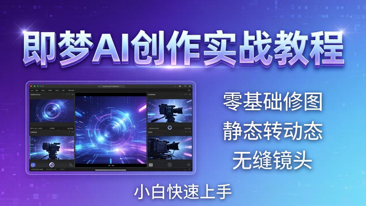 即梦AI创作实战教程，从零基础修图到AI导演，实战教学静态转动态+无缝镜头，小白快速上手-瀚洪创业网