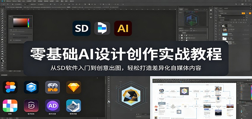零基础AI设计创作实战教程：从SD软件入门到创意出图，轻松打造差异化自媒体内容-瀚洪创业网