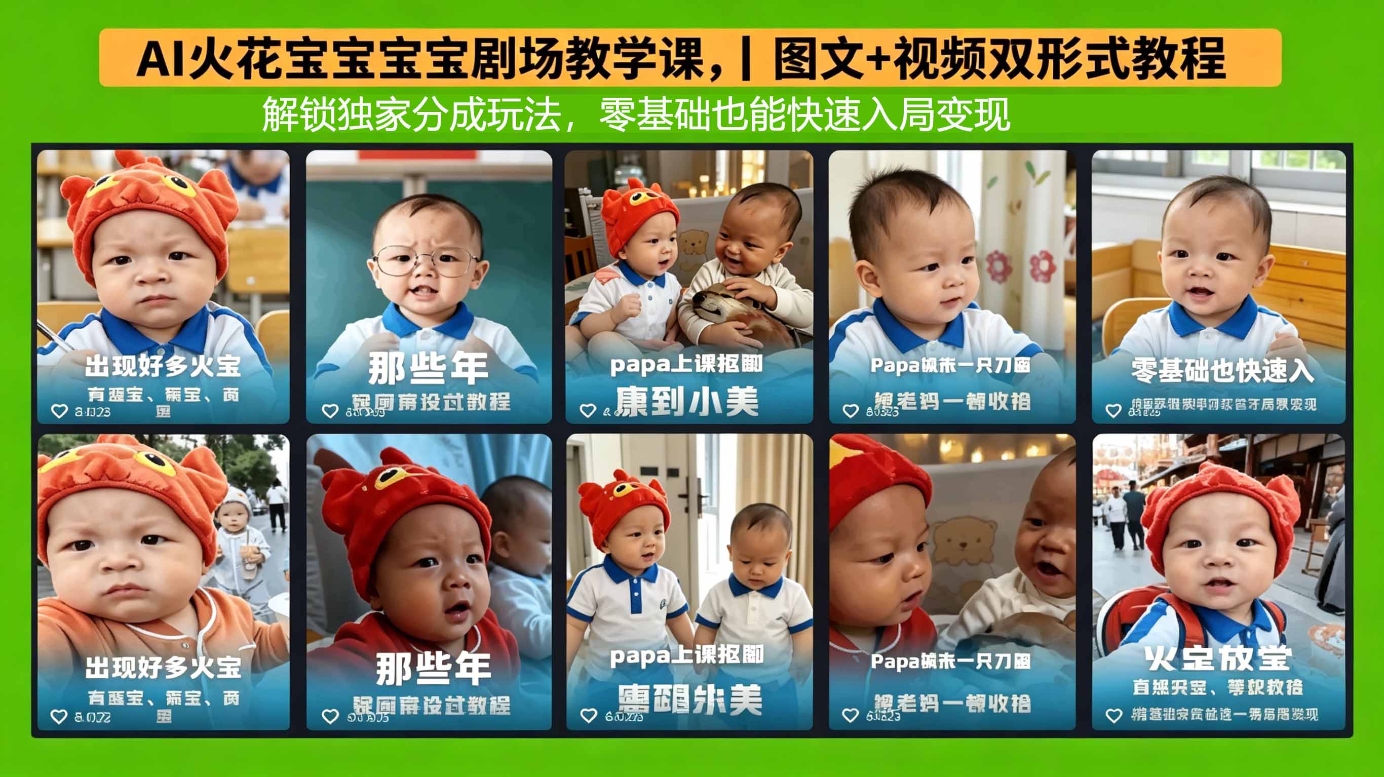 AI火花宝宝宝宝剧场教学课，图文+视频双形式教程，解锁独家分成玩法，零基础也能快速入局变现-瀚洪创业网