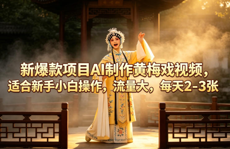 新爆款项目AI制作黄梅戏视频，适合新手小白操作，流量大，每天2-3张-瀚洪创业网