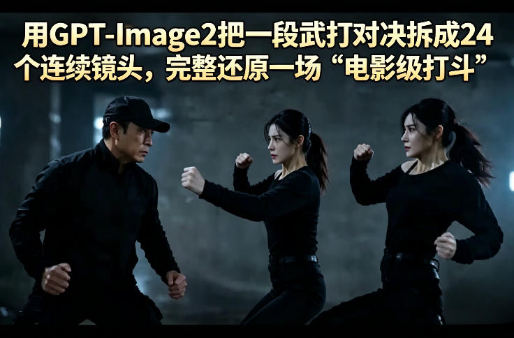 用GPT-Image2把一段武打对决拆成24个连续镜头，完整还原一场“电影级打斗”-瀚洪创业网