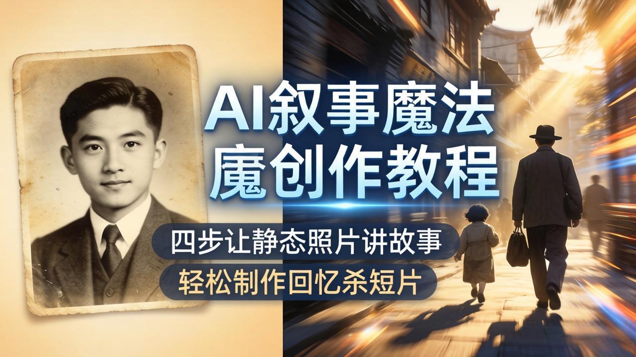 AI叙事魔法创作教程，四步让静态照片讲故事，老照片修复加动态特效，轻松制作回忆杀短片-瀚洪创业网