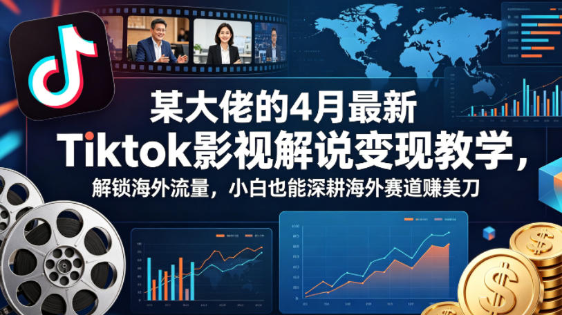 某大佬的4月最新Tiktok影视解说变现教学，解锁海外流量，小白也能深耕海外赛道賺美刀-瀚洪创业网