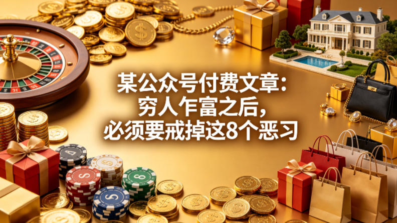 某公众号付费文章：穷人乍富之后，必须要戒掉这8个恶习-瀚洪创业网