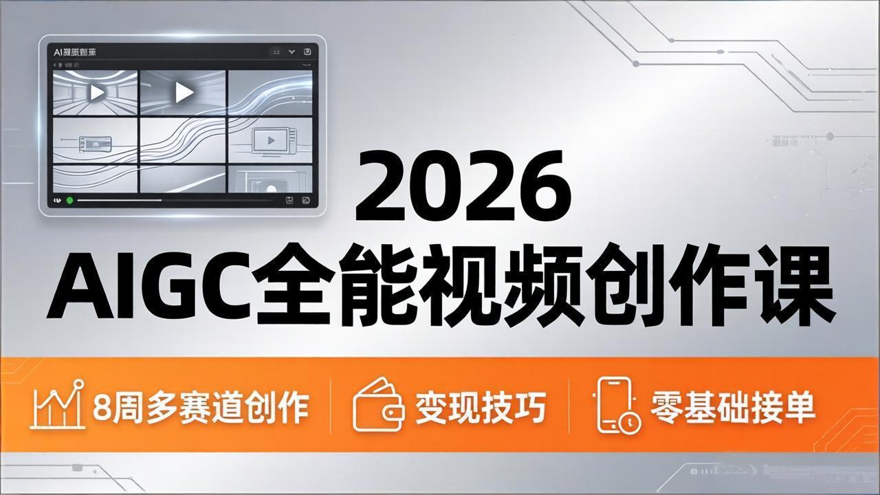 2026AIGC全能视频创作课，8周吃透多赛道创作+变现，零基础也能高效出片接单-瀚洪创业网