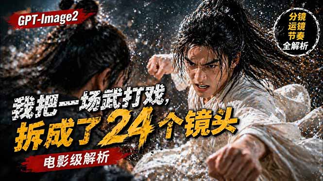 用GPT-Image2，把一段武打对决拆成24个连续镜头，从人物建立、动作衔接、运镜节奏，到情绪爆发-瀚洪创业网