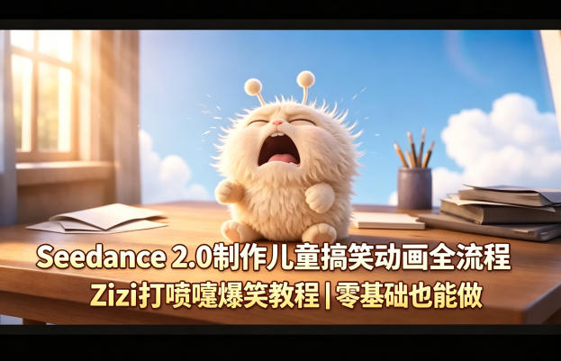 Seedance 2.0制作儿童搞笑动画全流程Zizi打喷嚏爆笑教程｜零基础也能做-瀚洪创业网