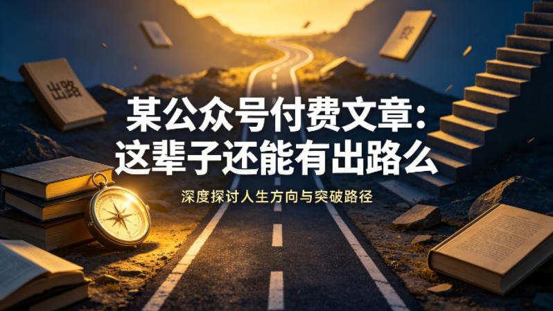 某公众号付费文章：这辈子还能有出路么-瀚洪创业网