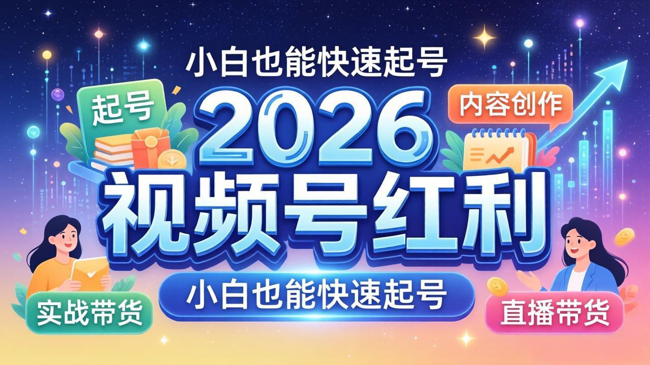 2026视频号红利实战营，大佬亲授起号、内容、直播、IP、投流、私域、矩阵全套落地打法-瀚洪创业网