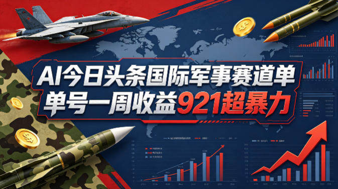 AI今日头条国际军事赛道，单号一周收益921，超暴力-瀚洪创业网