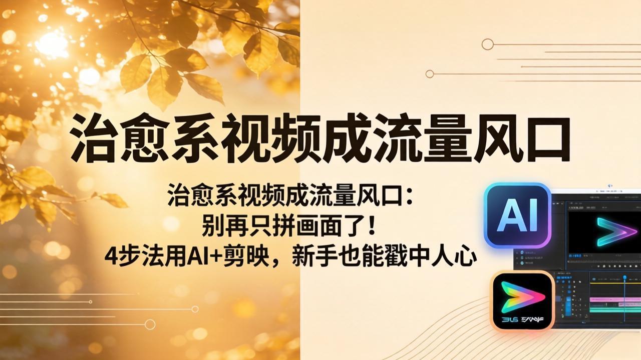 治愈系视频成流量风口：别再只拼画面了！4步法用AI+剪映，新手也能戳中人心-瀚洪创业网