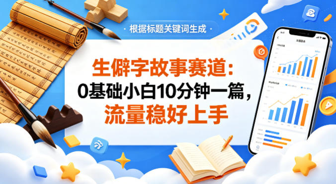 公众号流量主——生僻字故事赛道，流量稳，好上手，0基础小白也能10分钟一篇-瀚洪创业网