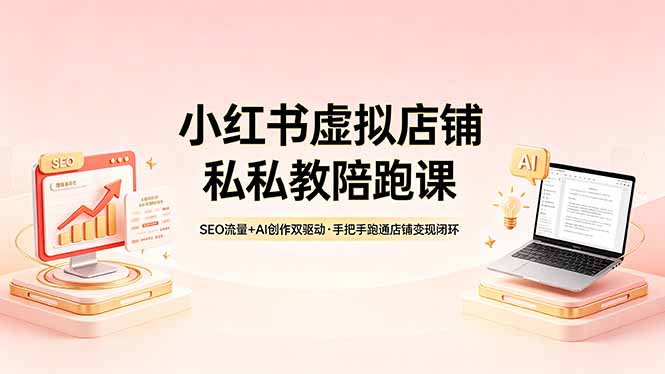 小红书虚拟店铺私教陪跑课，SEO流量+AI创作双驱动，手把手跑通店铺变现闭环-瀚洪创业网