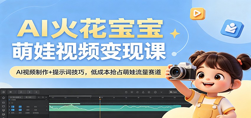 AI火花宝宝萌娃视频变现课：AI视频制作+提示词技巧，低成本抢占萌娃流量赛道-瀚洪创业网
