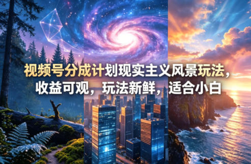 视频号分成计划现实主义风景玩法，收益可观，玩法新鲜，适合小白-瀚洪创业网