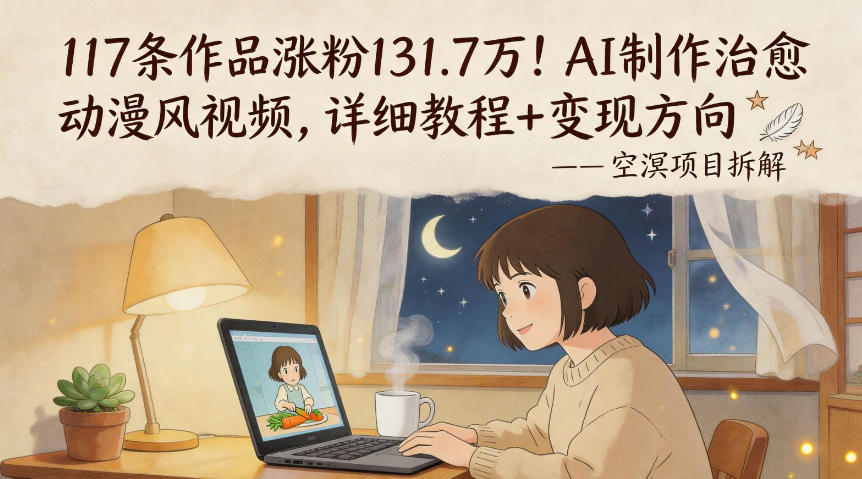 117条作品涨粉131.7W！AI制作治愈动漫风视频，详细教程+变现方向-瀚洪创业网