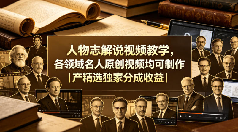 人物志解说视频教学，各领域名人原创视频均可制作丨精选独家分成收益(更新0430)-瀚洪创业网