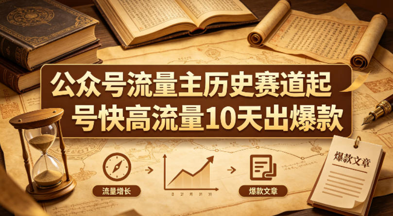 公众号流量主之历史赛道，起号快+高流量，10天就能出爆款！-瀚洪创业网