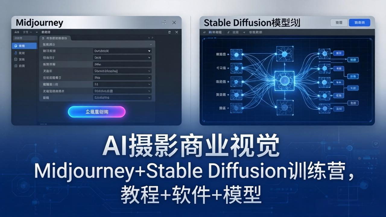AI摄影商业视觉Midjourney+Stable Diffusion训练营，教程+软件+模型-瀚洪创业网
