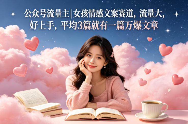 公众号流量主女孩情感文案赛道，流量大，好上手，平均3篇就有一篇万爆文章-瀚洪创业网