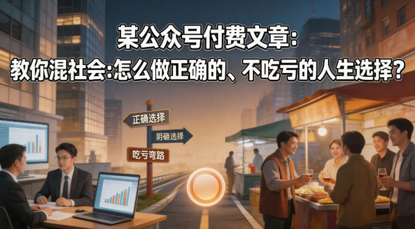 某公众号付费文章：教你混社会：怎么做正确的、不吃亏的人生选择？-瀚洪创业网