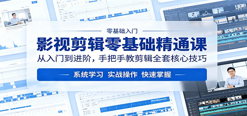 影视剪辑零基础精通课：从入门到进阶，手把手教剪辑全套核心技巧-瀚洪创业网