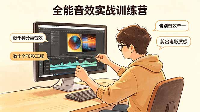 全能音效实战训练营：数千种分类音效+数十个FCPX工程，告别音效单一，剪出电影质感-瀚洪创业网