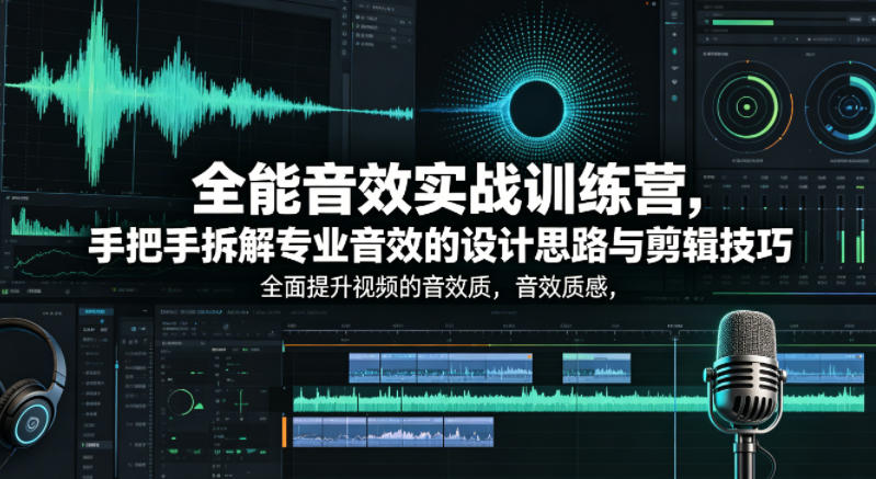全能音效实战训练营，手把手拆解专业音效的设计思路与剪辑技巧，全面提升视频的音效质感-瀚洪创业网