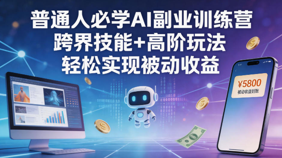 普通人必学AI副业训练营跨界技能+高阶玩法轻松实现被动收益-瀚洪创业网