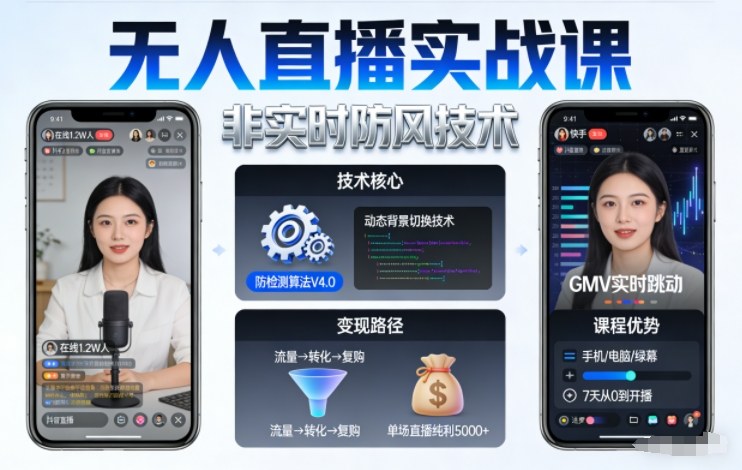 宝子哥无人直播实战课，非实时防风技术，聚焦抖音快手等平台直播带货，轻松开启直播变现之路(更新2026年5月02日)-瀚洪创业网