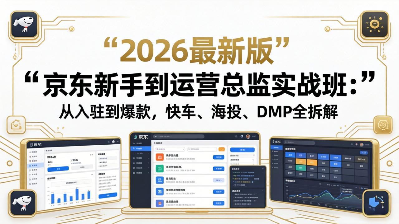 京东新手到运营总监实战班：从入驻到爆款，快车、海投、DMP全拆解，2026最新版-瀚洪创业网