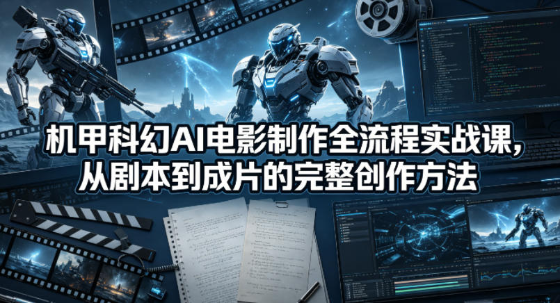 机甲科幻AI电影制作全流程实战课，从剧本到成片的完整创作方法-瀚洪创业网