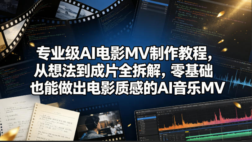 专业级AI电影MV制作教程，从想法到成片全拆解，零基础也能做出电影质感的AI音乐MV-瀚洪创业网