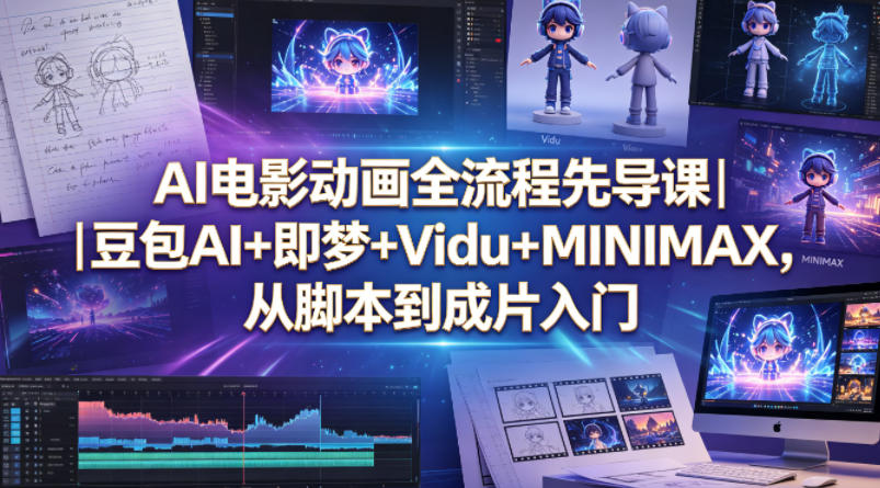 AI电影动画全流程先导课｜豆包AI+即梦+Vidu+MINIMAX，从脚本到成片入门-瀚洪创业网